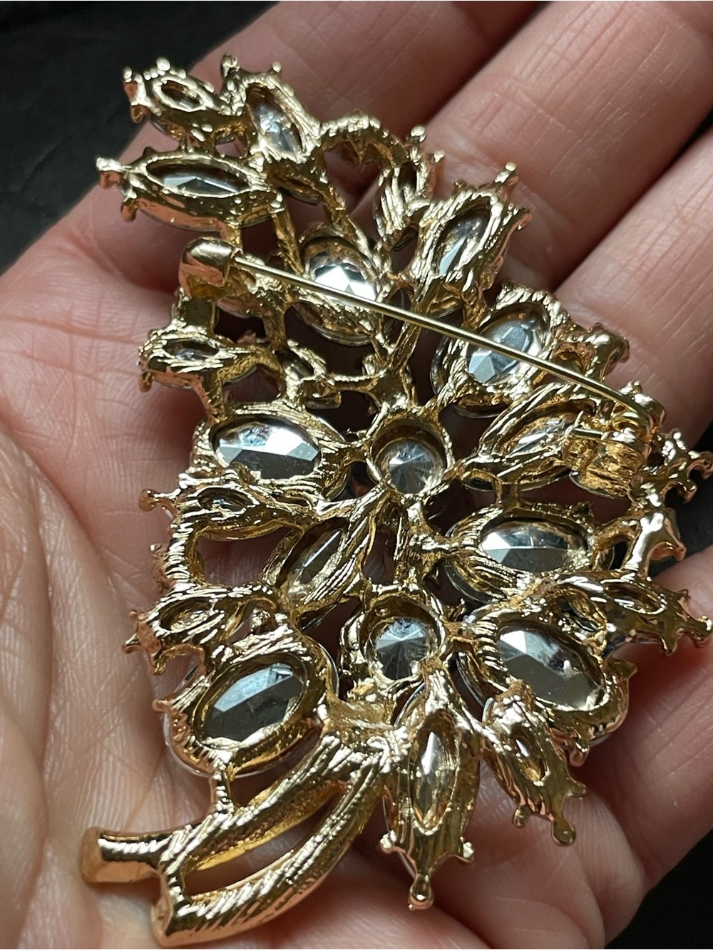 Emerald & Teal Crystal Floral Brooch - Women Jewelry - Picture 3 of 3